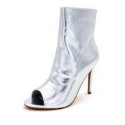 Lurnyet Women's Peep Toe Ankle 4 Inch High Heel Boot