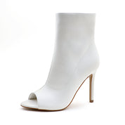 Lurnyet Women's Peep Toe Ankle 4 Inch High Heel Boot