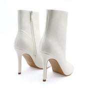 Lurnyet Women's Peep Toe Ankle 4 Inch High Heel Boot