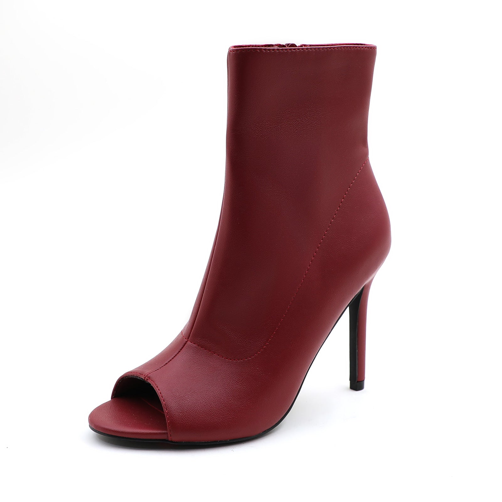 Lurnyet Women's Peep Toe Ankle 4 Inch High Heel Boot