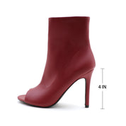 Lurnyet Women's Peep Toe Ankle 4 Inch High Heel Boot