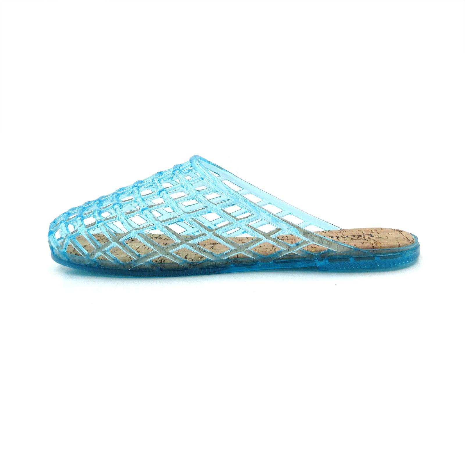 Lurnyet Womens Glitter Jelly Comfort Cushion Slide Flat Sandal with Cork Footbed