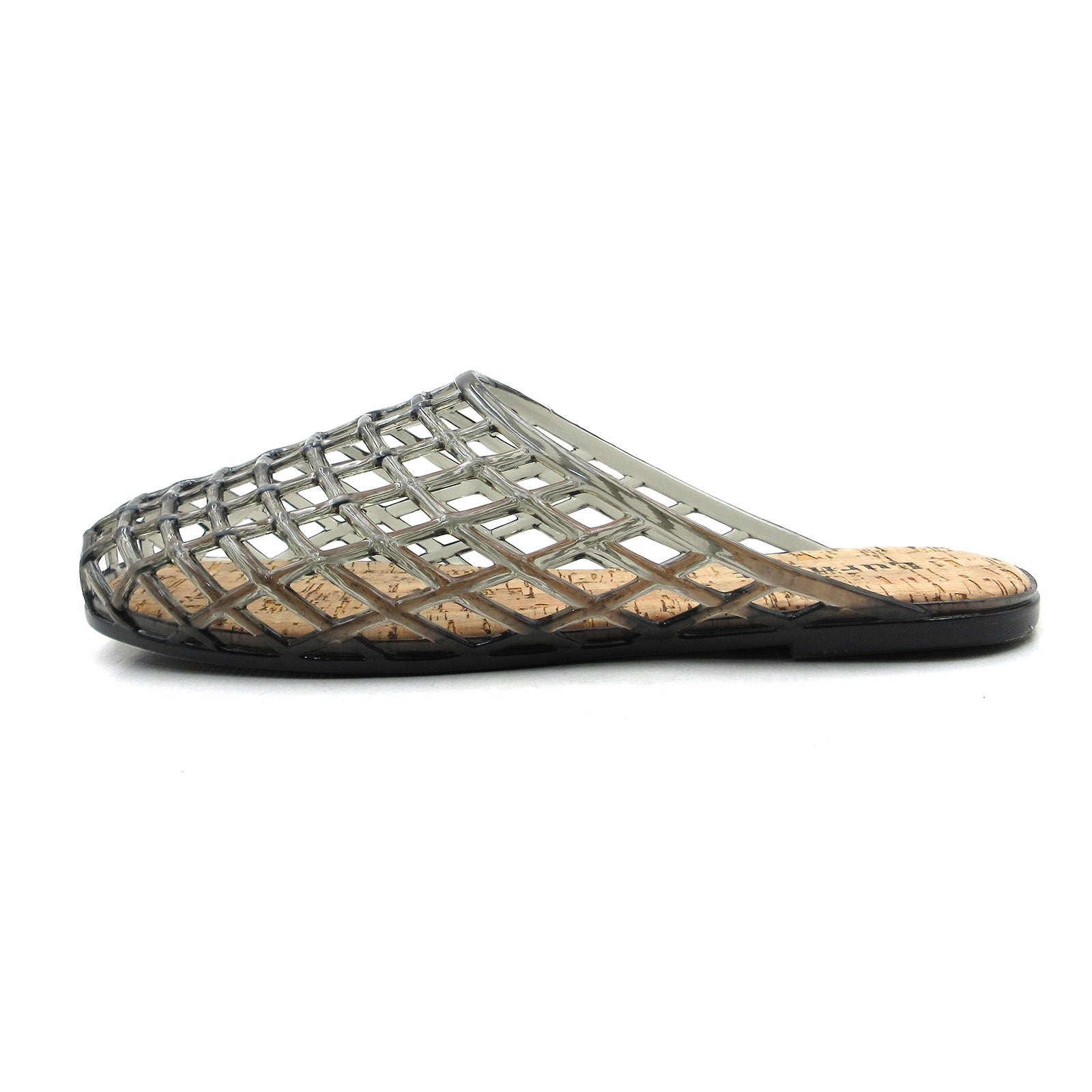 Lurnyet Womens Glitter Jelly Comfort Cushion Slide Flat Sandal with Cork Footbed