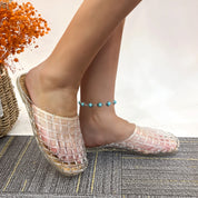 Lurnyet Womens Glitter Jelly Comfort Cushion Slide Flat Sandal with Cork Footbed