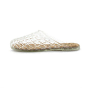 Lurnyet Womens Glitter Jelly Comfort Cushion Slide Flat Sandal with Cork Footbed