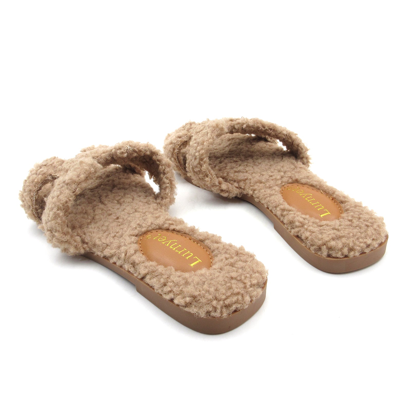 Women Furry Slipper Sandal with Warm Plush Lining for Indoor Outdoor