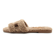 Women Furry Slipper Sandal with Warm Plush Lining for Indoor Outdoor