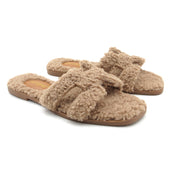Women Furry Slipper Sandal with Warm Plush Lining for Indoor Outdoor