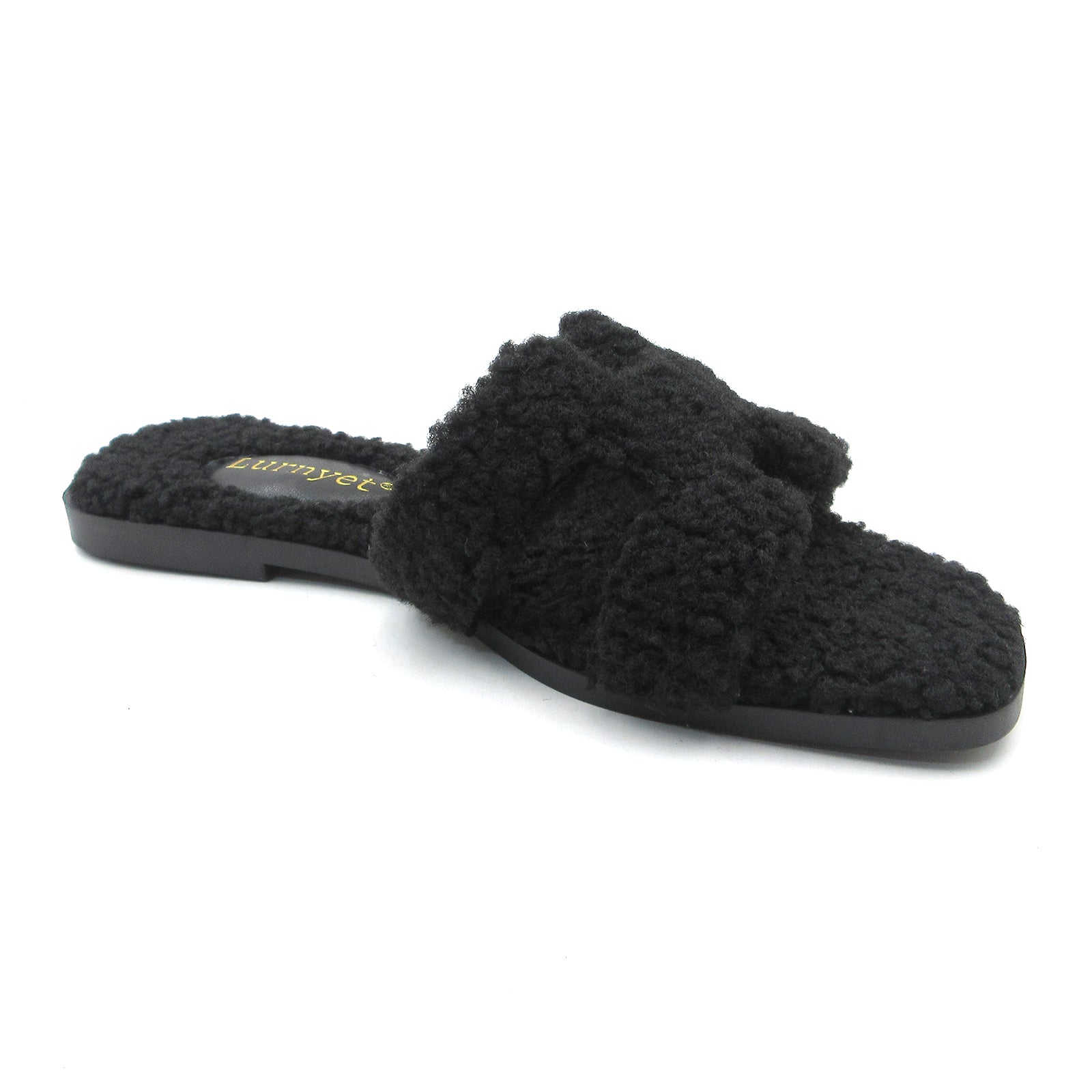 Women Furry Slipper Sandal with Warm Plush Lining for Indoor Outdoor