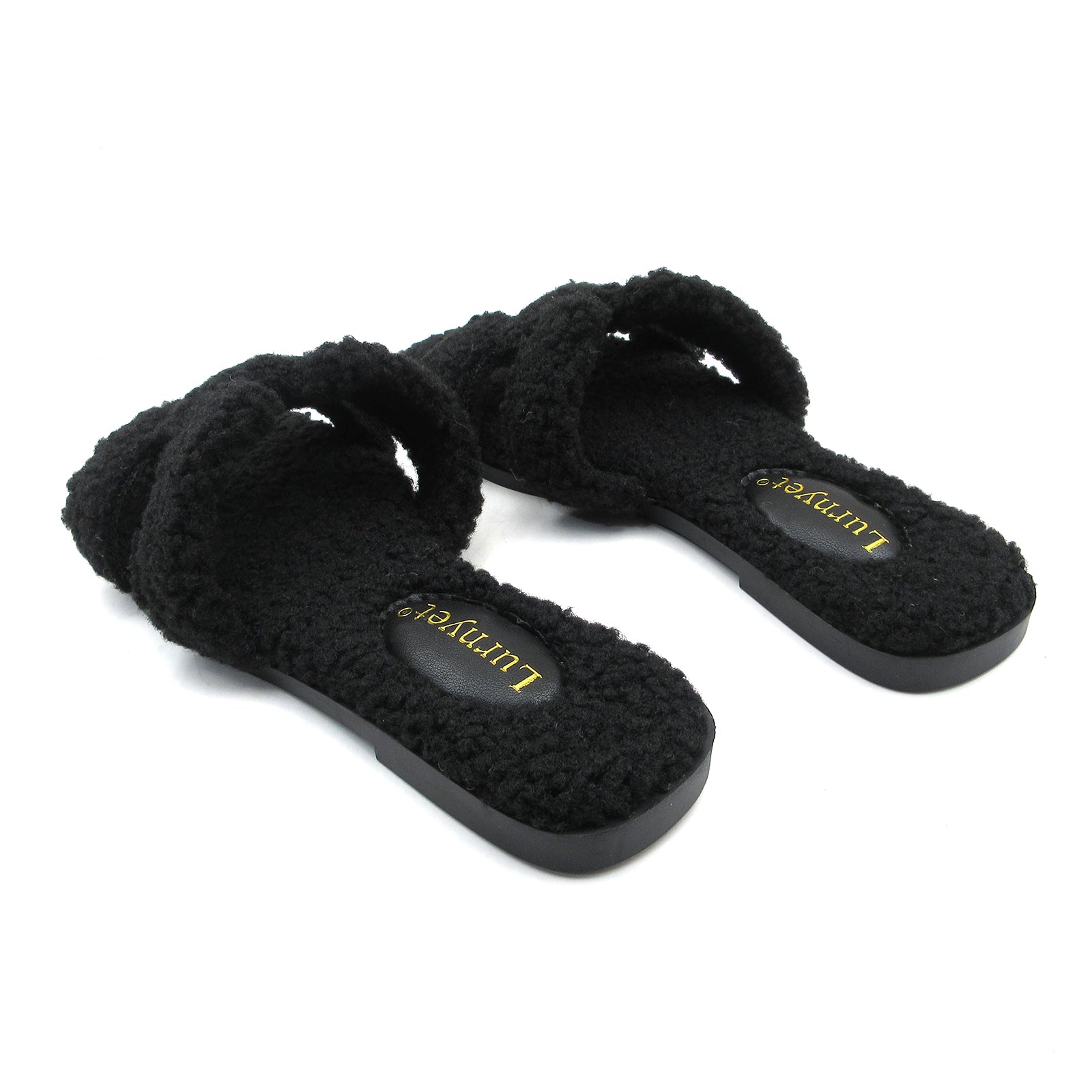 Women Furry Slipper Sandal with Warm Plush Lining for Indoor Outdoor