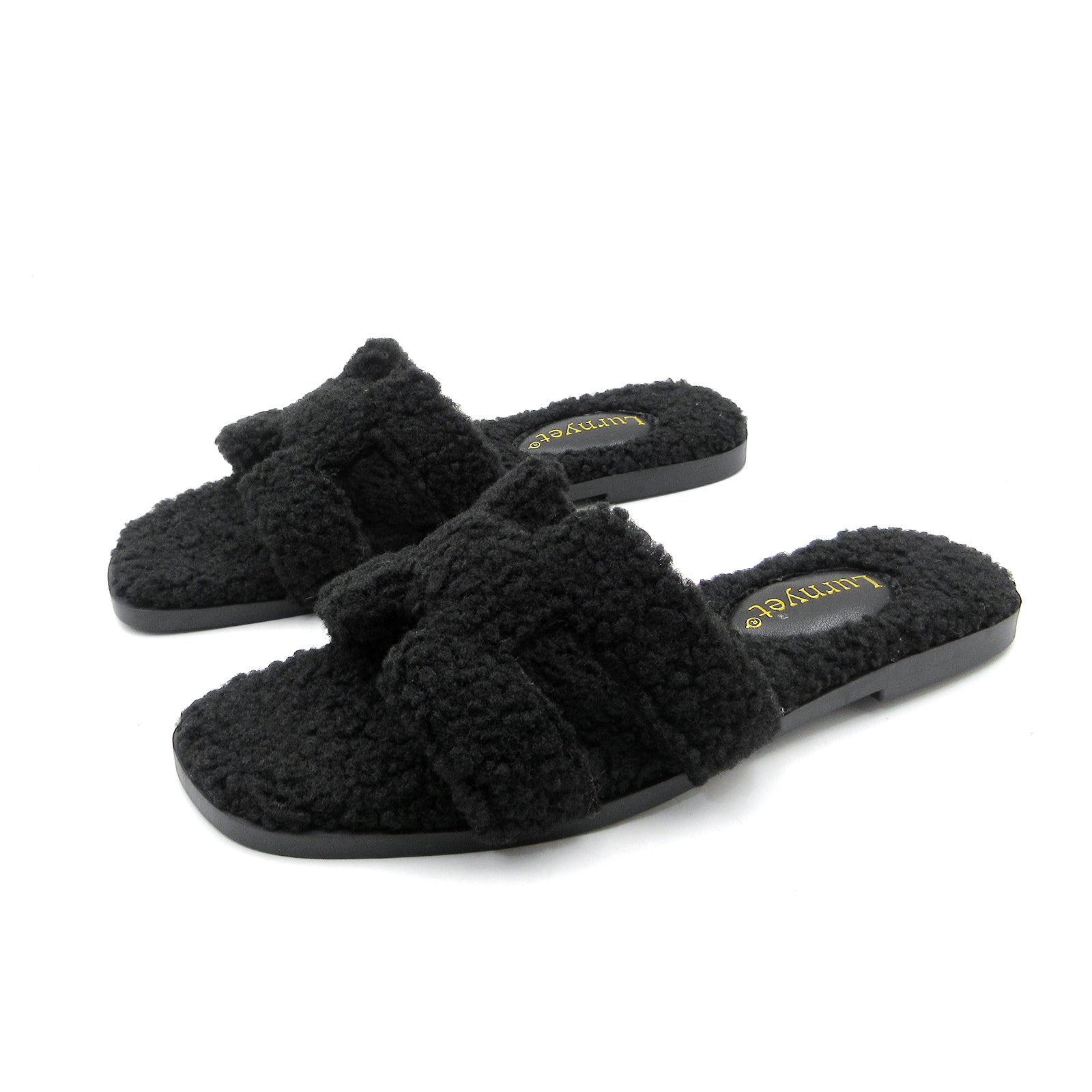 Women Furry Slipper Sandal with Warm Plush Lining for Indoor Outdoor