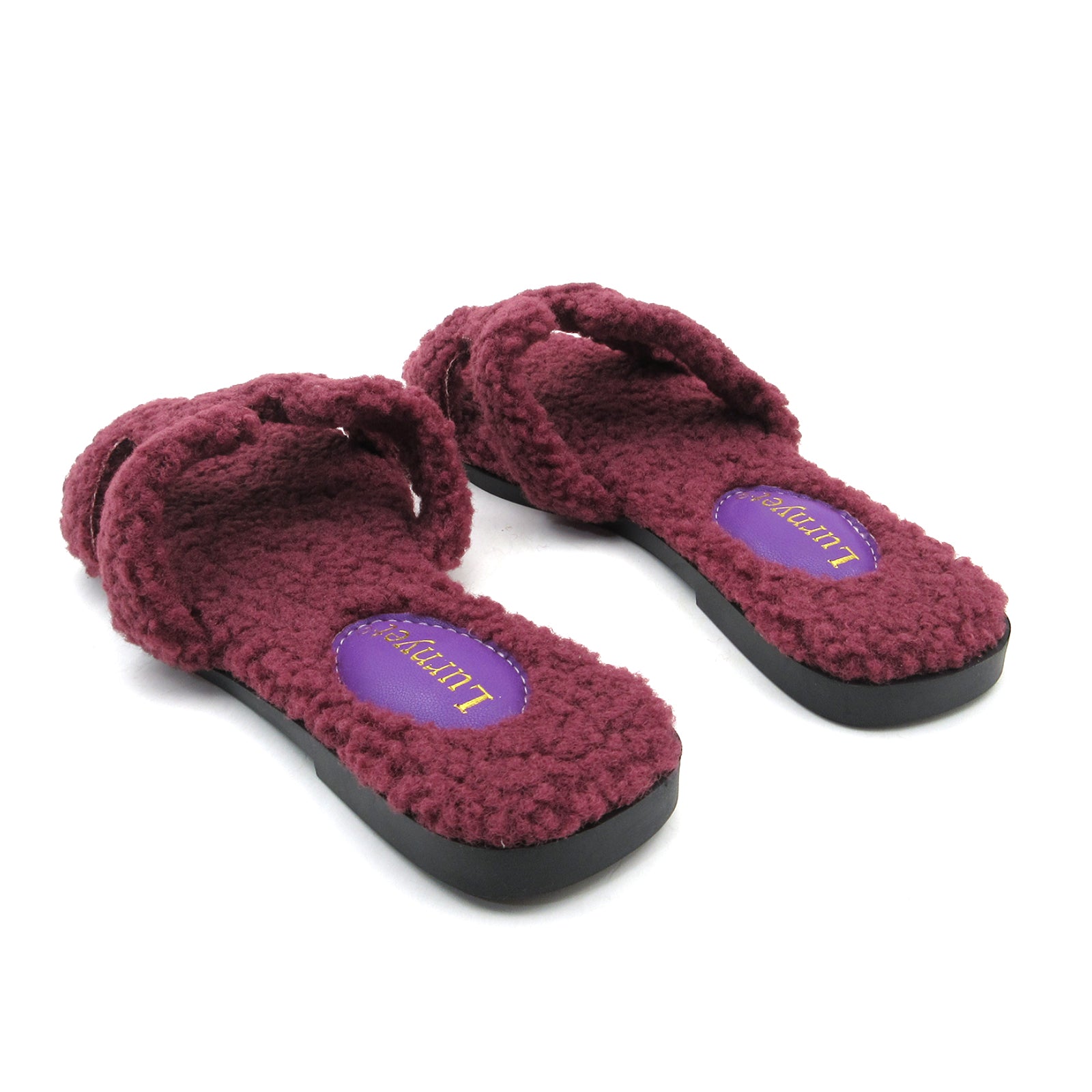 Women Furry Slipper Sandal with Warm Plush Lining for Indoor Outdoor