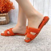 Women Furry Slipper Sandal with Warm Plush Lining for Indoor Outdoor