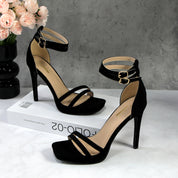 Women Double Ankle Strap High Heel Sandals Stiletto Platform Dress Shoes