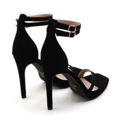 Women Double Ankle Strap High Heel Sandals Stiletto Platform Dress Shoes