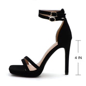 Women Double Ankle Strap High Heel Sandals Stiletto Platform Dress Shoes