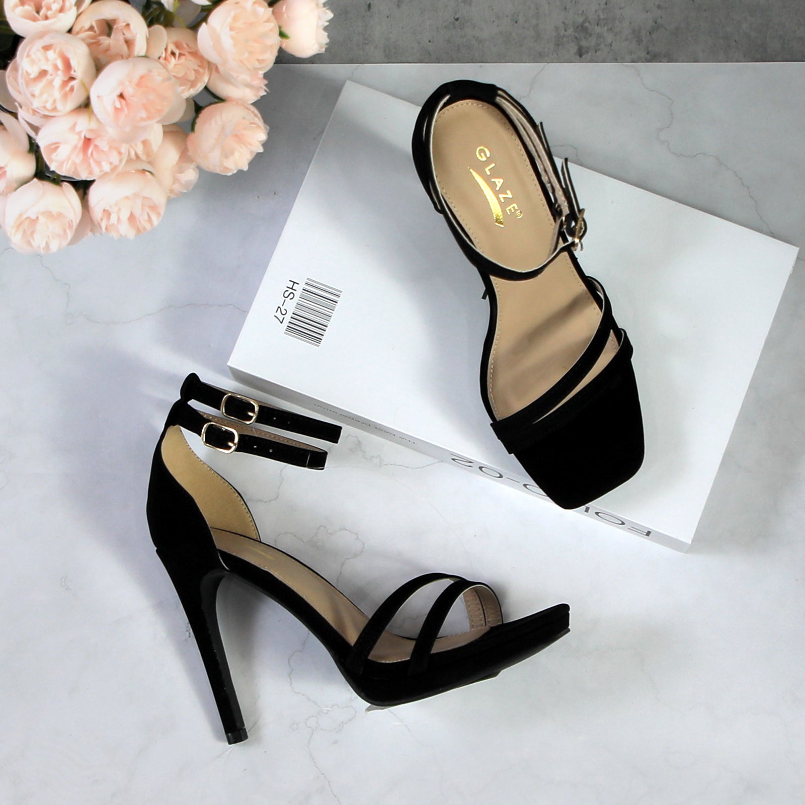 Women Double Ankle Strap High Heel Sandals Stiletto Platform Dress Shoes