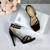 Women Double Ankle Strap High Heel Sandals Stiletto Platform Dress Shoes