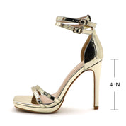 Women Double Ankle Strap High Heel Sandals Stiletto Platform Dress Shoes