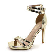 Women Double Ankle Strap High Heel Sandals Stiletto Platform Dress Shoes