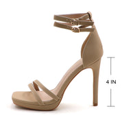 Women Double Ankle Strap High Heel Sandals Stiletto Platform Dress Shoes