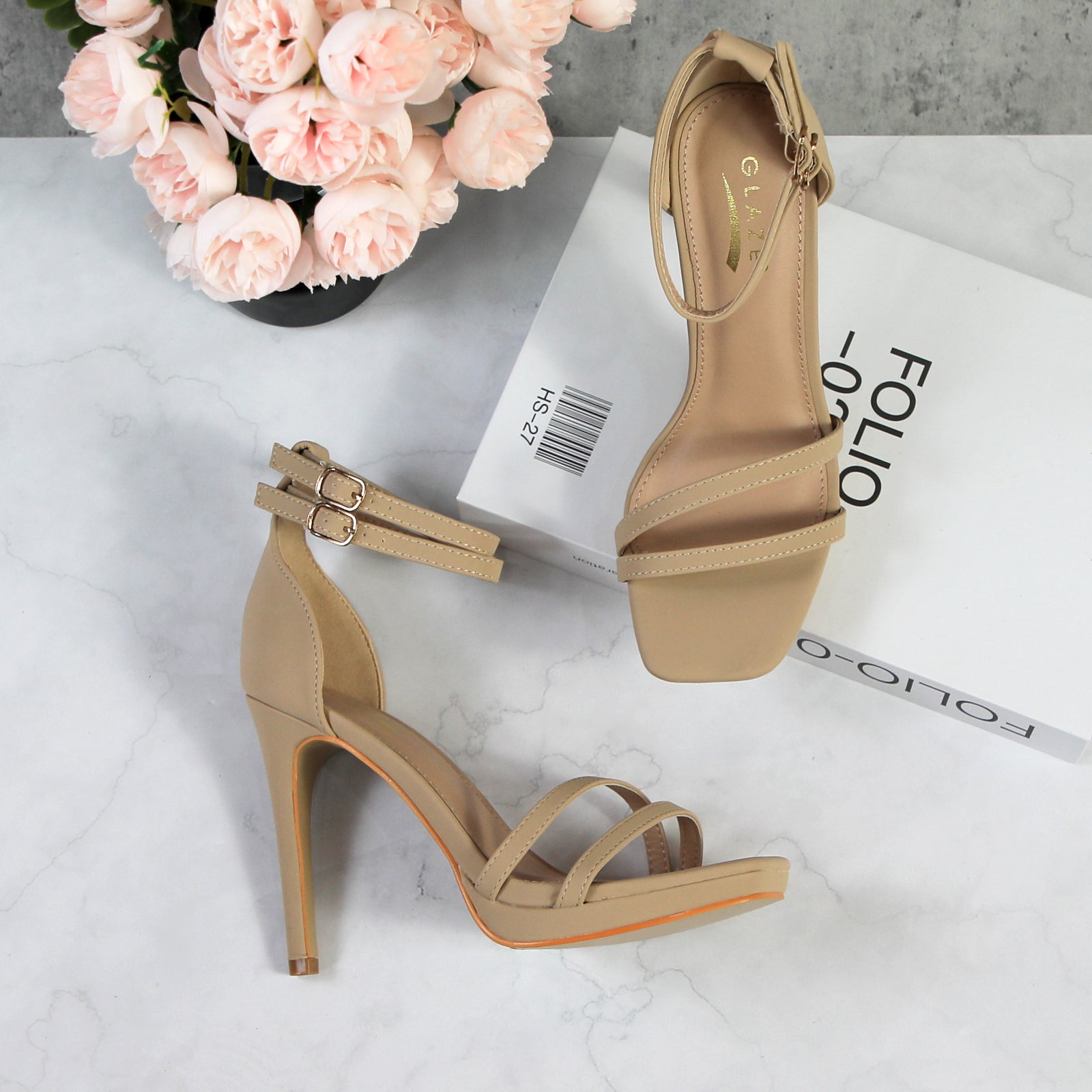 Women Double Ankle Strap High Heel Sandals Stiletto Platform Dress Shoes