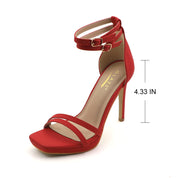 Women Double Ankle Strap High Heel Sandals Stiletto Platform Dress Shoes