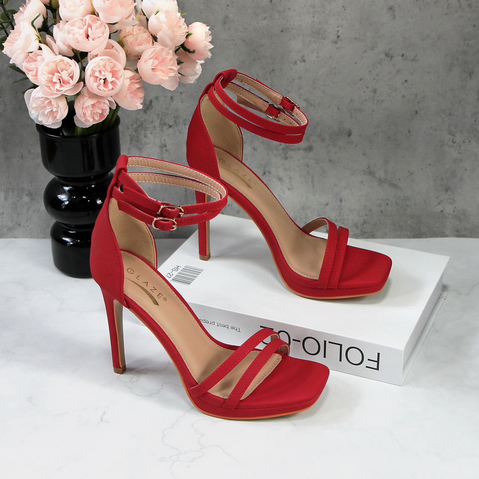 Women Double Ankle Strap High Heel Sandals Stiletto Platform Dress Shoes