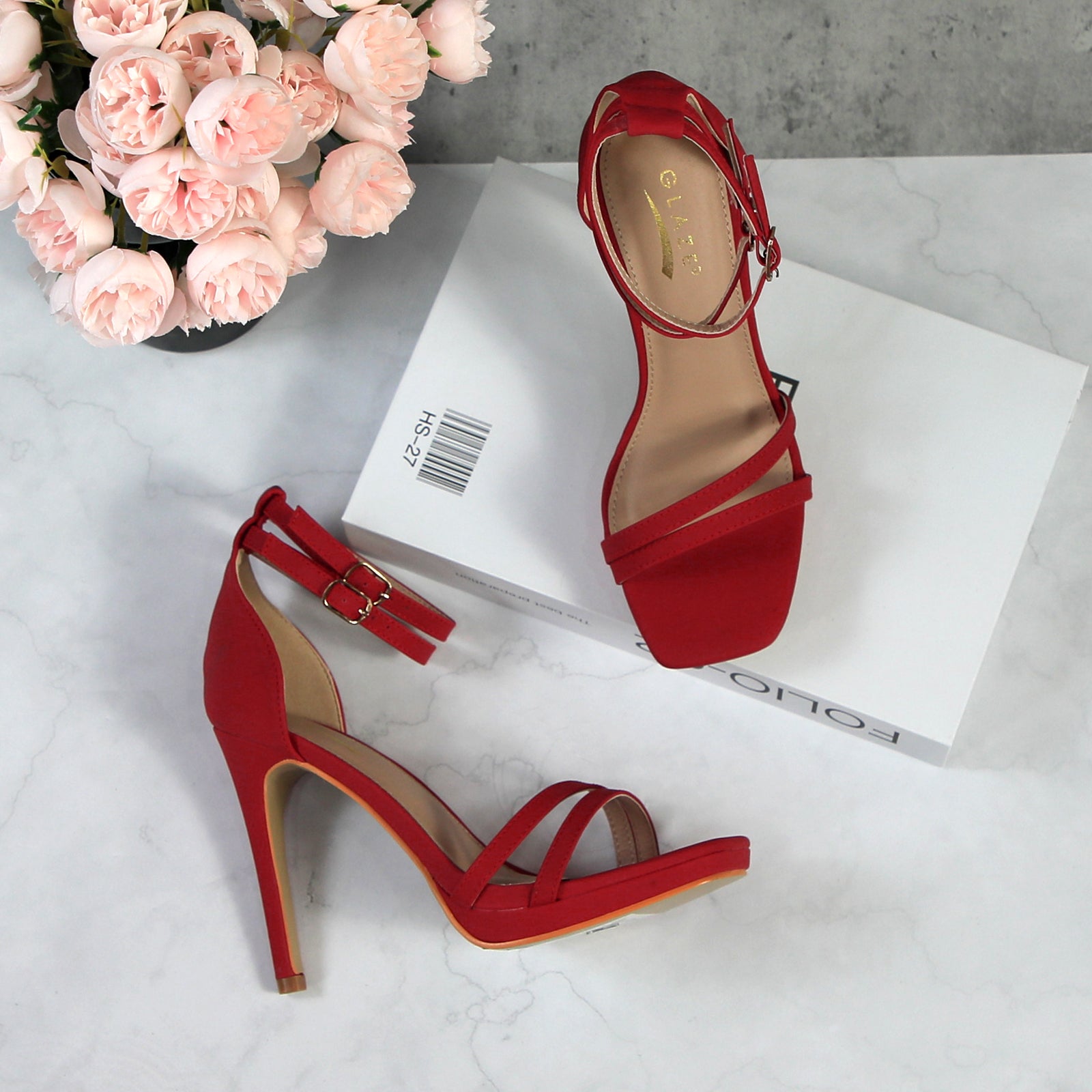 Women Double Ankle Strap High Heel Sandals Stiletto Platform Dress Shoes
