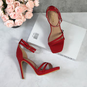 Women Double Ankle Strap High Heel Sandals Stiletto Platform Dress Shoes