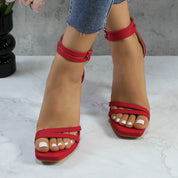 Women Double Ankle Strap High Heel Sandals Stiletto Platform Dress Shoes