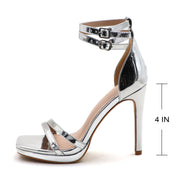 Women Double Ankle Strap High Heel Sandals Stiletto Platform Dress Shoes