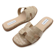 Women Cushioned Stone Pattern Flat Sandal