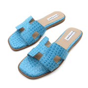 Women Cushioned Patent Rock Pattern Flat Sandals