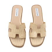 Women Cushioned Patent Rock Pattern Flat Sandals