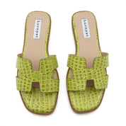Women Cushioned Patent Rock Pattern Flat Sandals