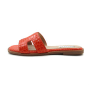 Women Cushioned Patent Rock Pattern Flat Sandals