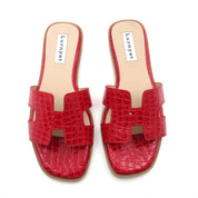 Women Cushioned Patent Rock Pattern Flat Sandals