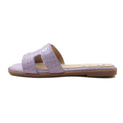 Women Cushioned Patent Rock Pattern Flat Sandals
