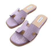 Women Cushioned Patent Rock Pattern Flat Sandals