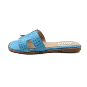 Women Cushioned Patent Rock Pattern Flat Sandals