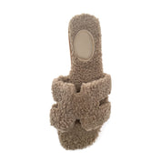 Women Furry Slipper Sandal with Warm Plush Lining for Indoor Outdoor