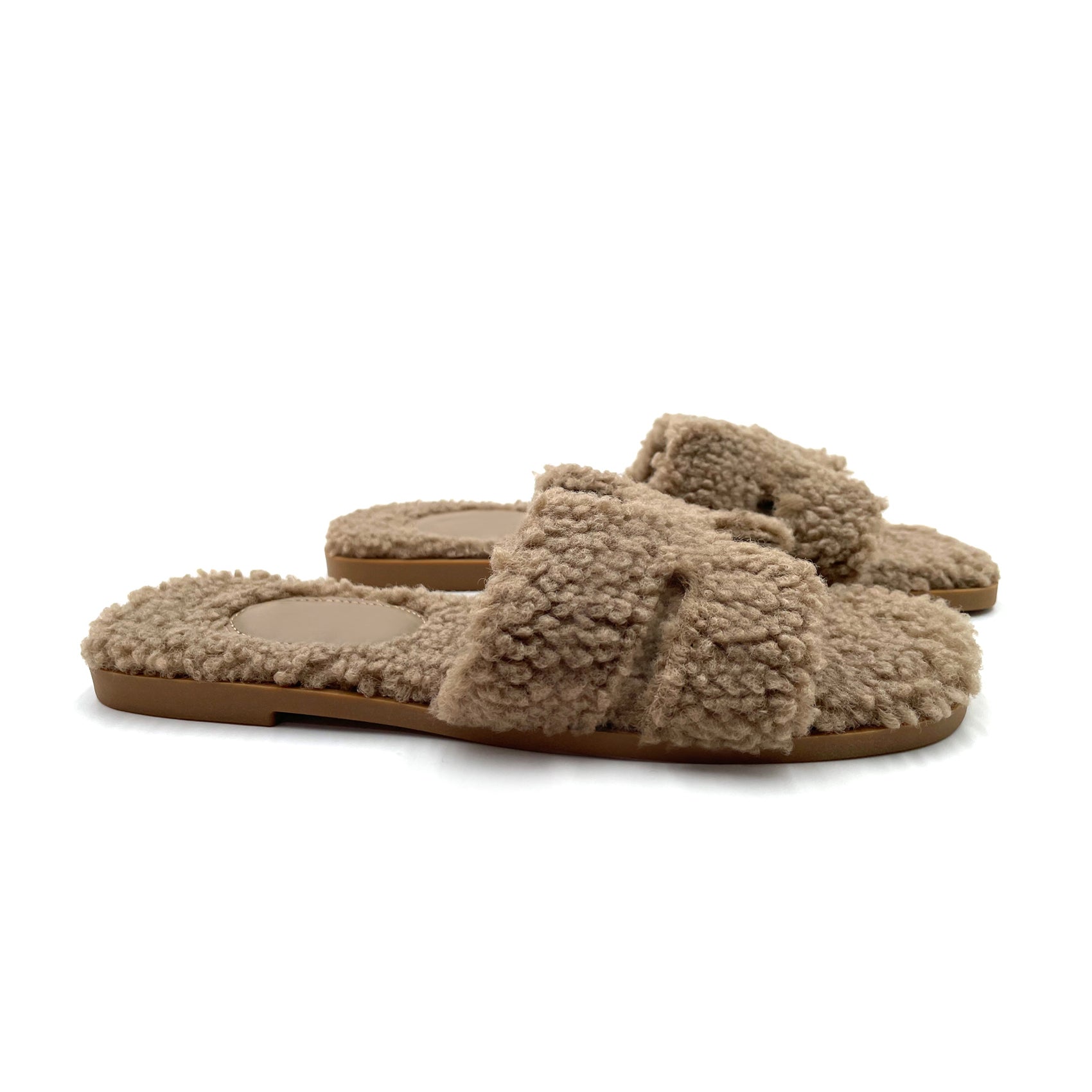 Women Furry Slipper Sandal with Warm Plush Lining for Indoor Outdoor