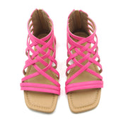 Women Roman Gladiator Muliti Straped Back Zip Design Flat Heel Sandals