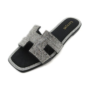 Women Rhinestone Embellished Flat Summer Sandal