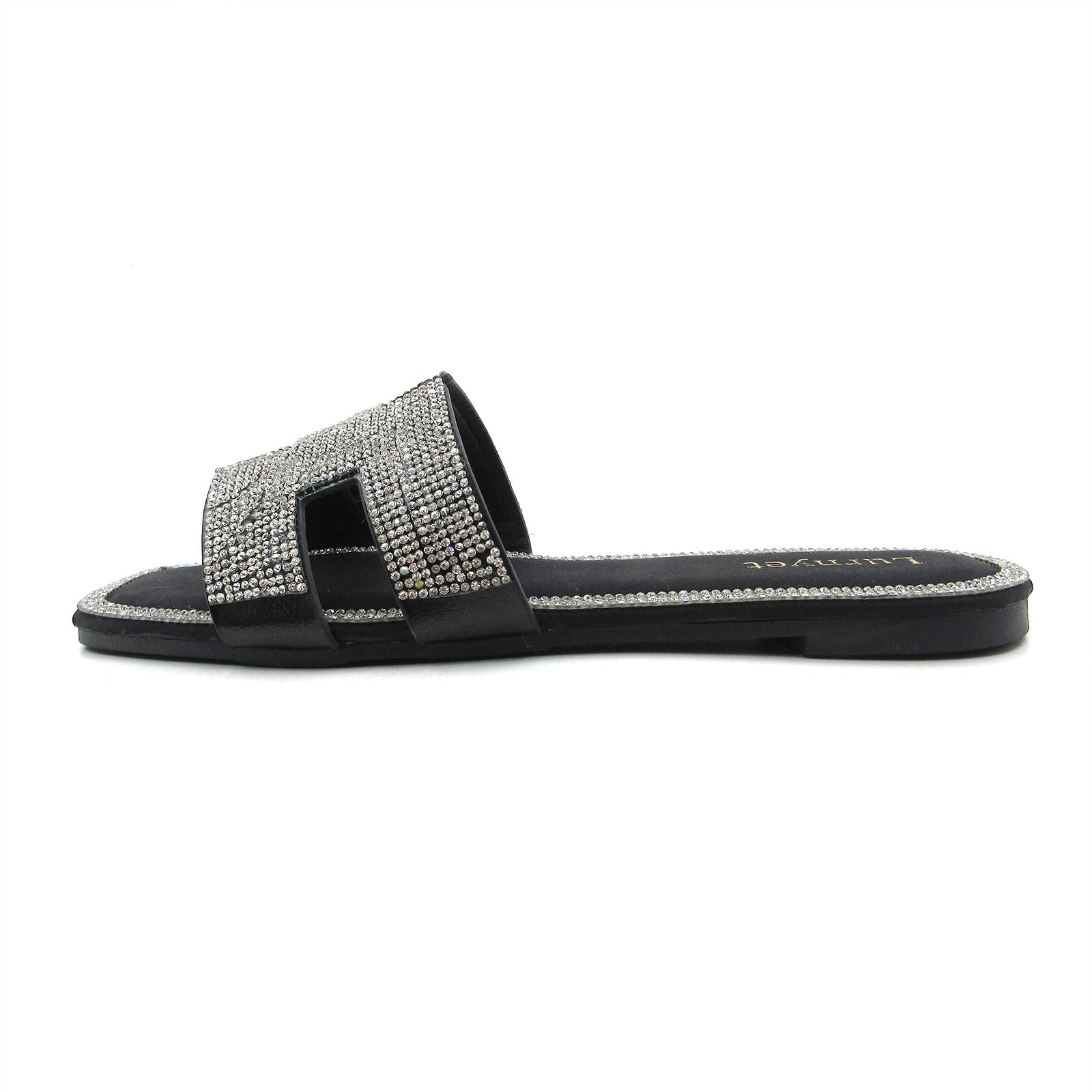 Women Rhinestone Embellished Flat Summer Sandal