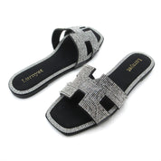 Women Rhinestone Embellished Flat Summer Sandal