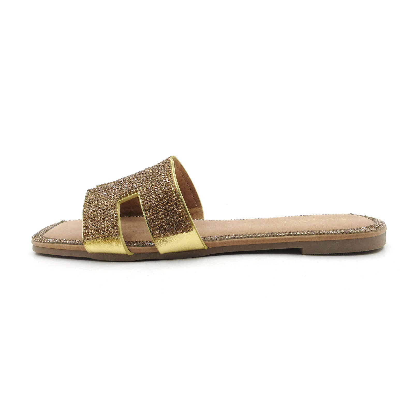 Women Rhinestone Embellished Flat Summer Sandal