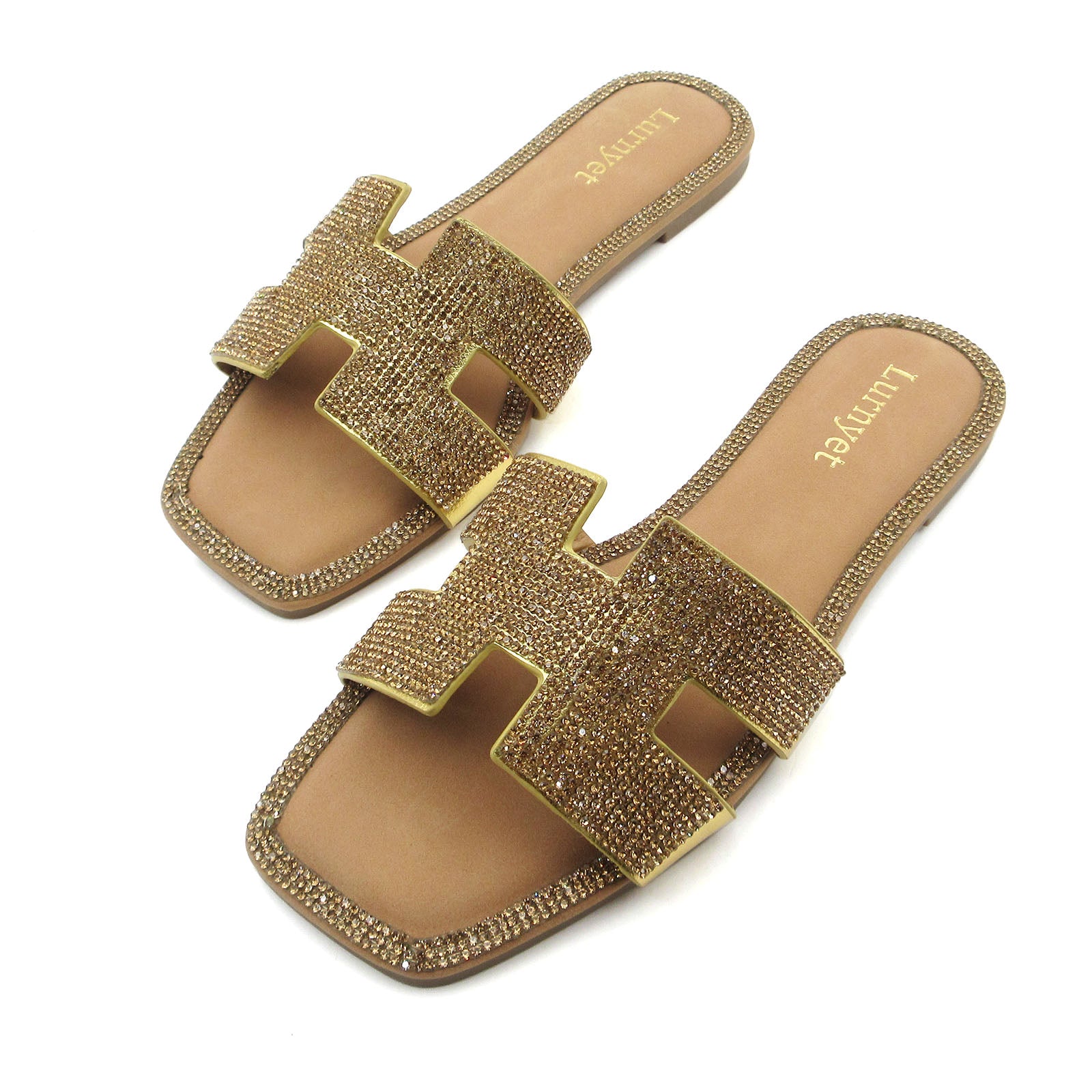 Women Rhinestone Embellished Flat Summer Sandal