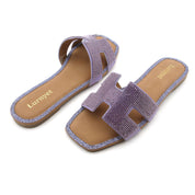 Women Rhinestone Embellished Flat Summer Sandal